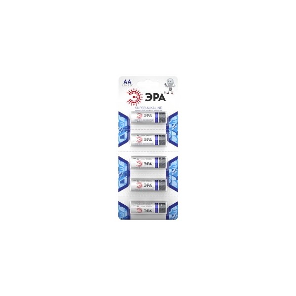 Батарейки ЭРА LR6/316 Super Alkaline Strip BL5 4152, комплект 20 батареек (4 упак. х 5шт.) элемент питания perfeo super alkaline lr6 316 4s комплект 20 батареек 5 упак х 4шт