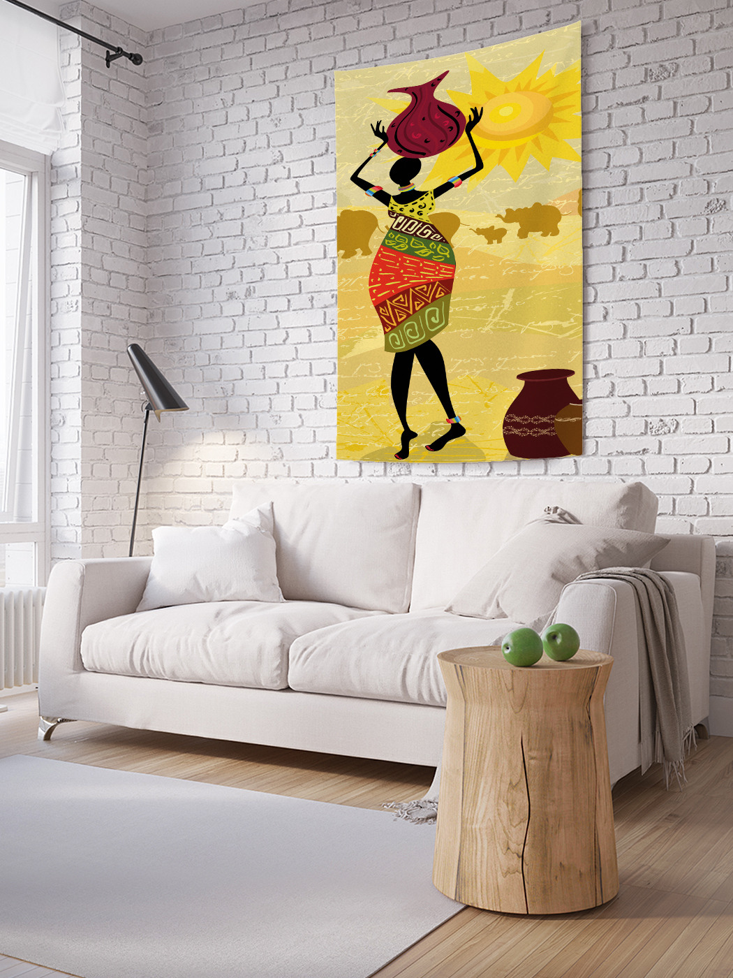 фото Вертикальное фотопанно на стену joyarty "африканка с кувшином", 150x200 см