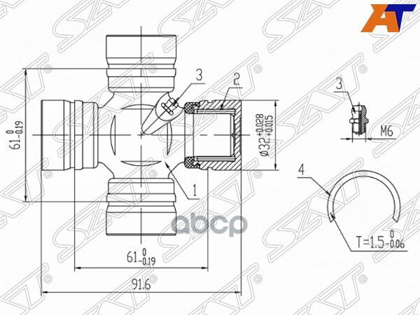 

Крестовина Кардана Ty Dyna 99- Xzu3## Sat арт. ST-04371-60030