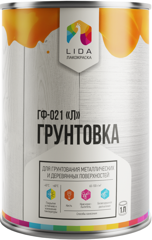 фото Грунтовка гф-021 светло-серая lida ф.1,0 lida лакокраска