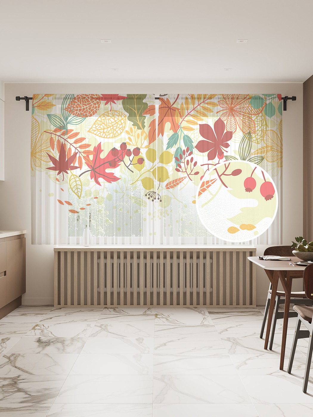 

Фототюль JoyArty "Дорожка осенних листьев" 145x180см, 2 полотна, лента, 50 крючков, Дорожка осенних листьев