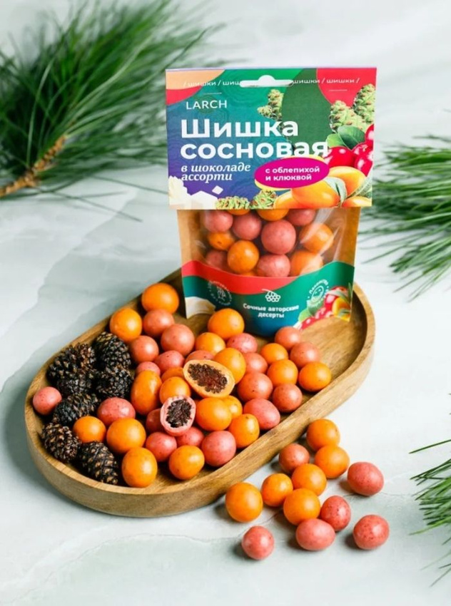 

Шишка сосновая LARCH в шоколаде ассорти с Облепихой и Клюквой, 60 г