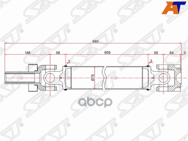 

SAT Вал карданный перед MITSUBISHI PAJERO V4#W 6G72/MONTERO V4#W 6G72