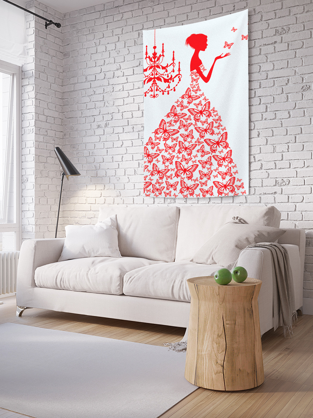фото Вертикальное фотопанно на стену joyarty "платье с красными бабочками", 100x150 см