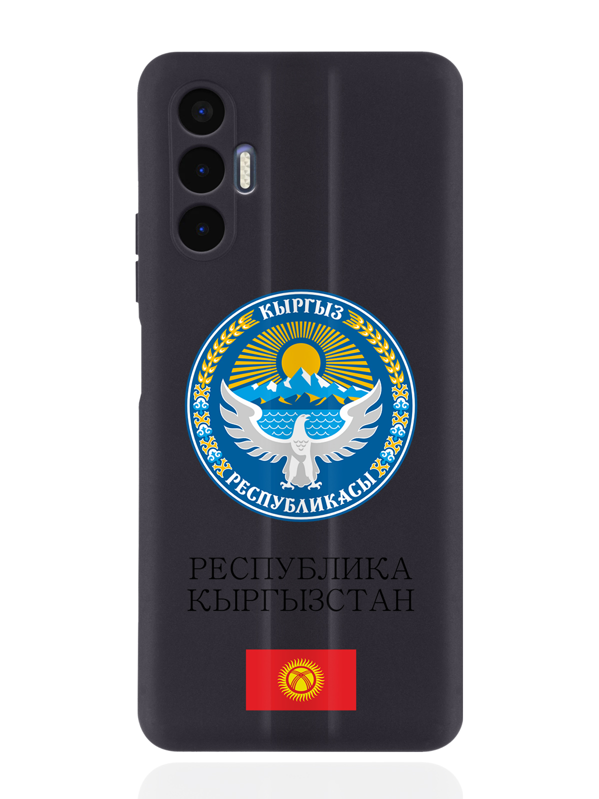 

Чехол SignumCase для Tecno Pova 3 Герб Кыргызстана/Киргизии черный, Разноцветный