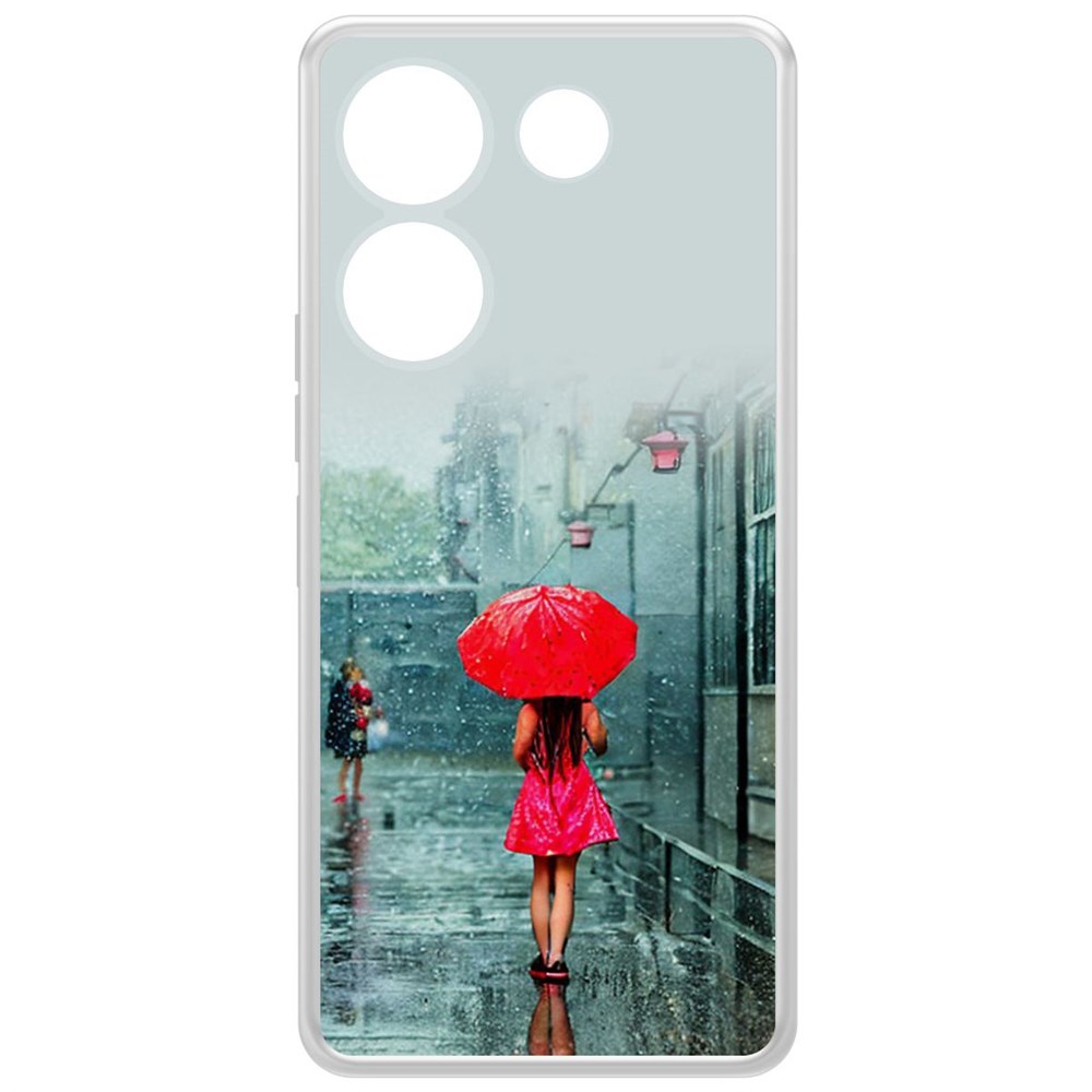 

Чехол-накладка Case Красный зонтик для TECNO Camon 20 Pro, Прозрачный