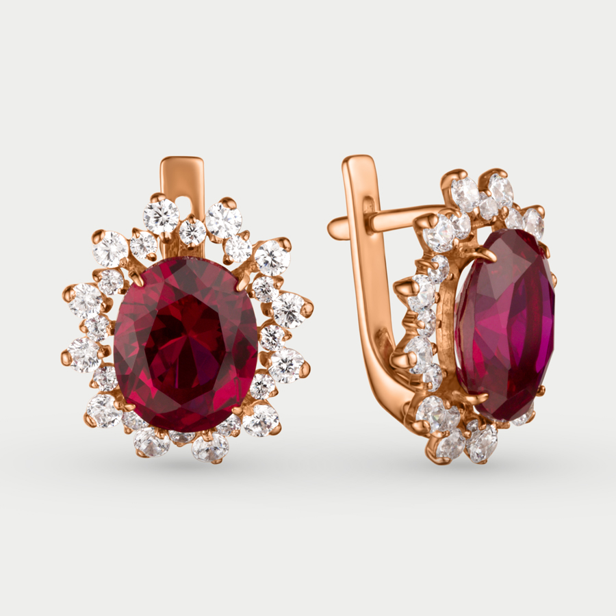 

Серьги из красного золота Самородок 114178 кор, фианит, 114178 кор