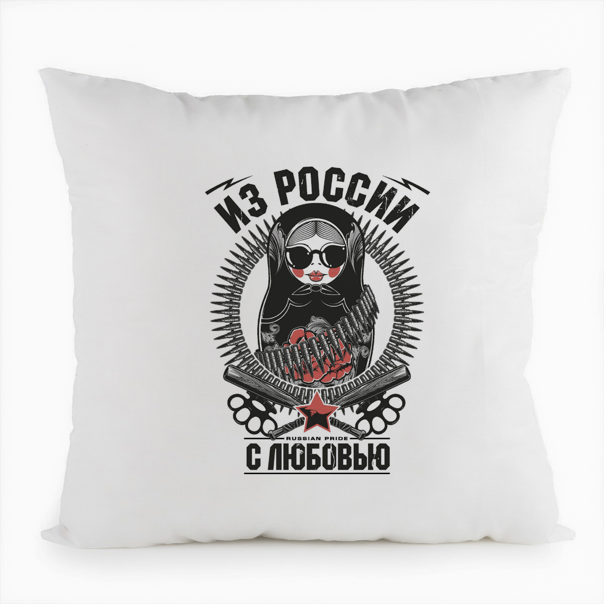 

Подушка белая CoolPodarok Из России с любовью, Белый
