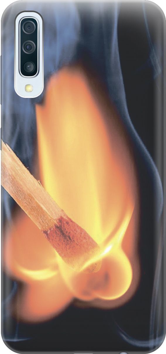 

Чехол на Samsung Galaxy A50 "Горящая спичка", Оранжевый;черный, 4632