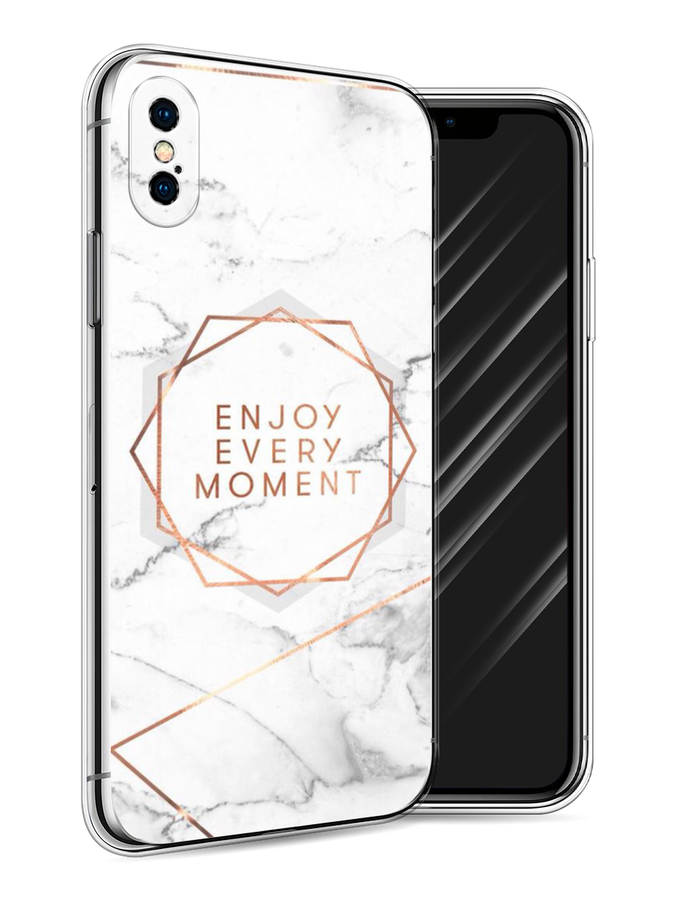 

Чехол Awog на Apple iPhone X (10) / Айфон X (10) "Enjoy every moment мрамор", Разноцветный, 11050-7