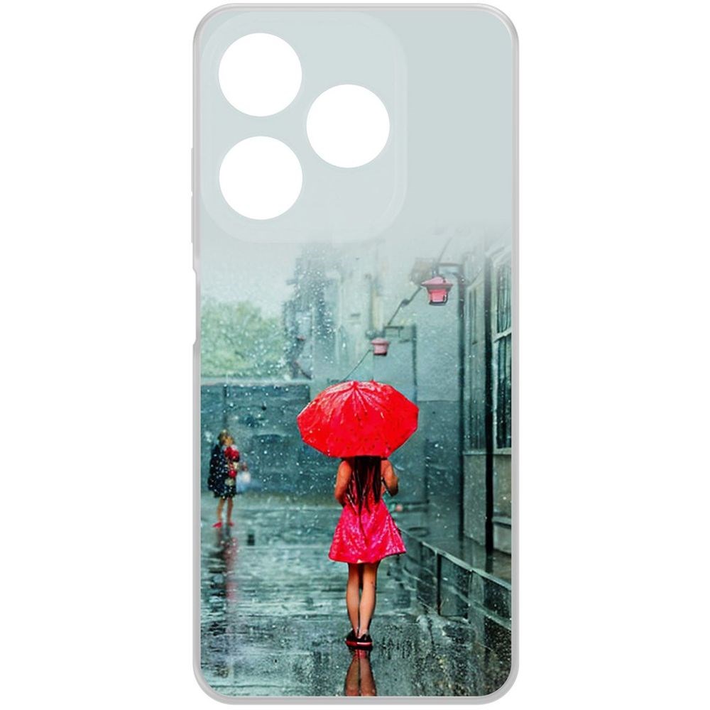 

Чехол-накладка Case Красный зонтик для TECNO Spark 10C, Прозрачный
