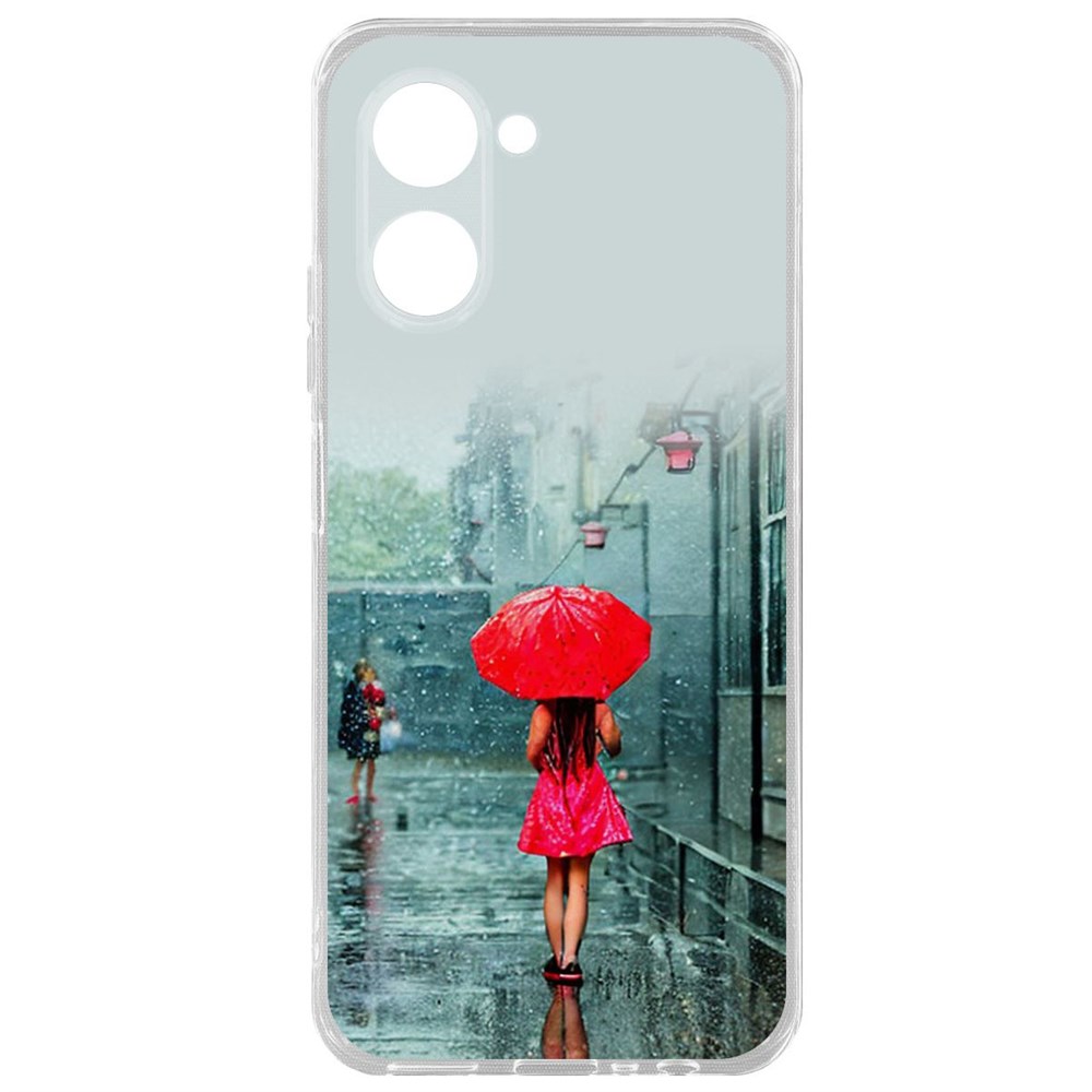 

Чехол-накладка Case Красный зонтик для Realme C33 2023, Прозрачный