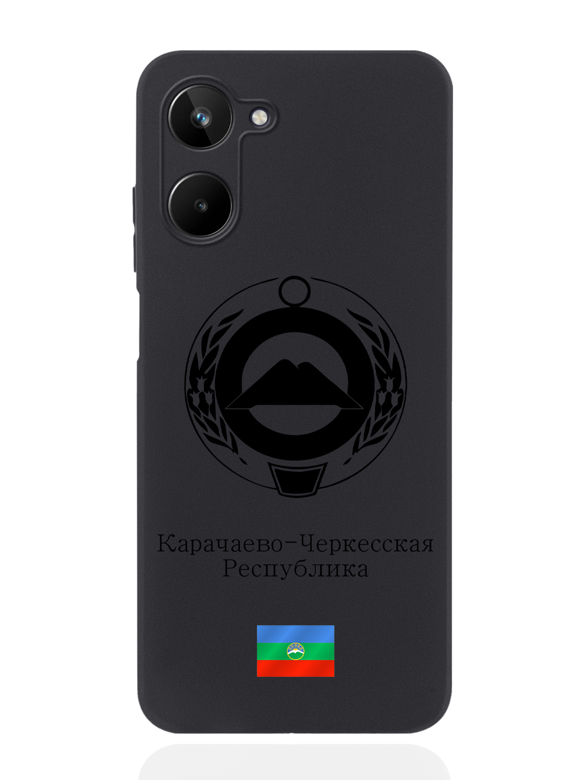 

Чехол SignumCase для realme 10 Черный лаковый Герб Карачаево-Черкесской Республики черный