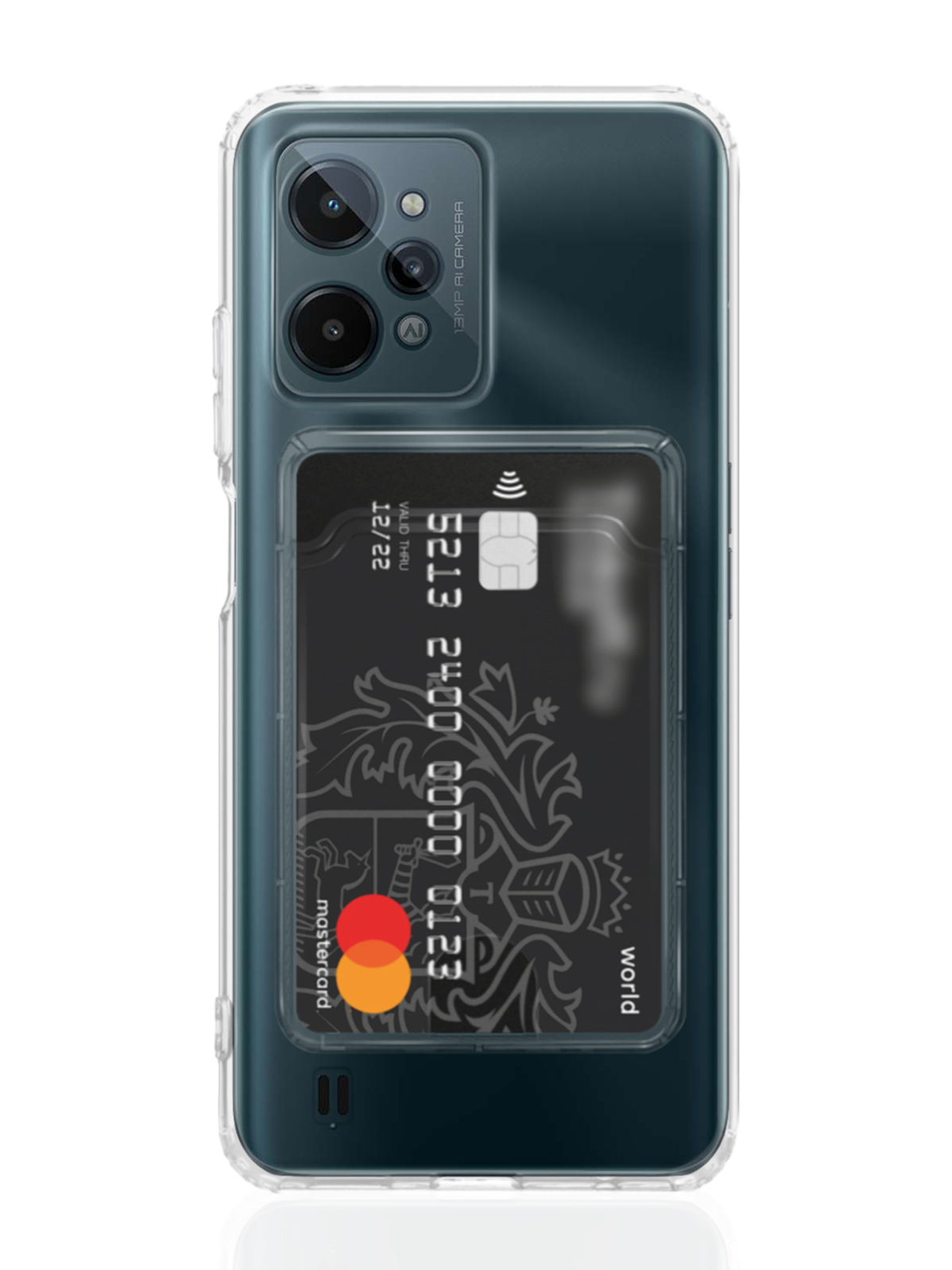 

Чехол MustHaveCase с карманом для карт для realme C31, Прозрачный