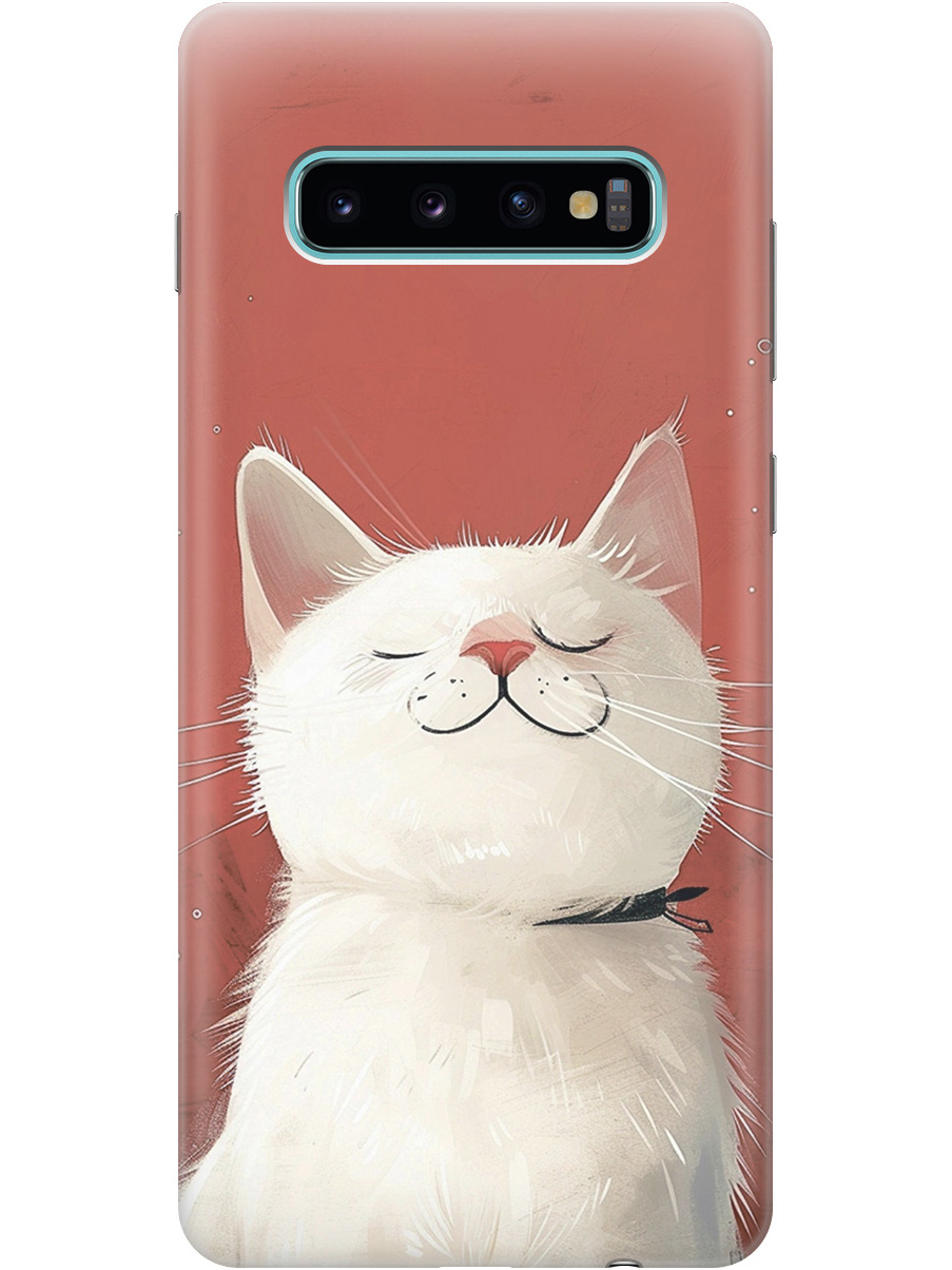 

Силиконовый чехол на Samsung Galaxy S10+ с принтом "Гордый котик", Прозрачный;белый;красный, 720461112