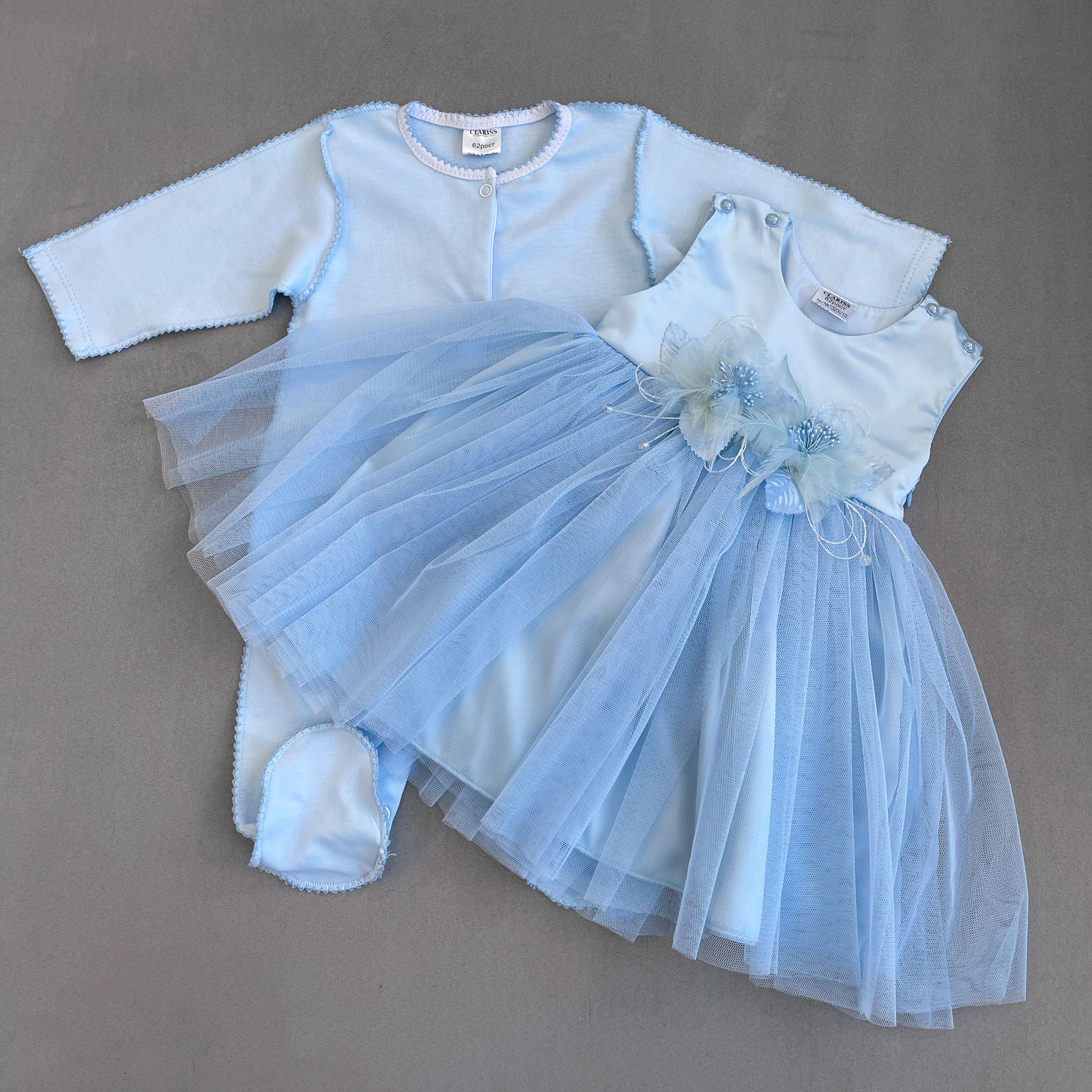 Комплект одежды детский Clariss Мадемуазель, голубой, 68