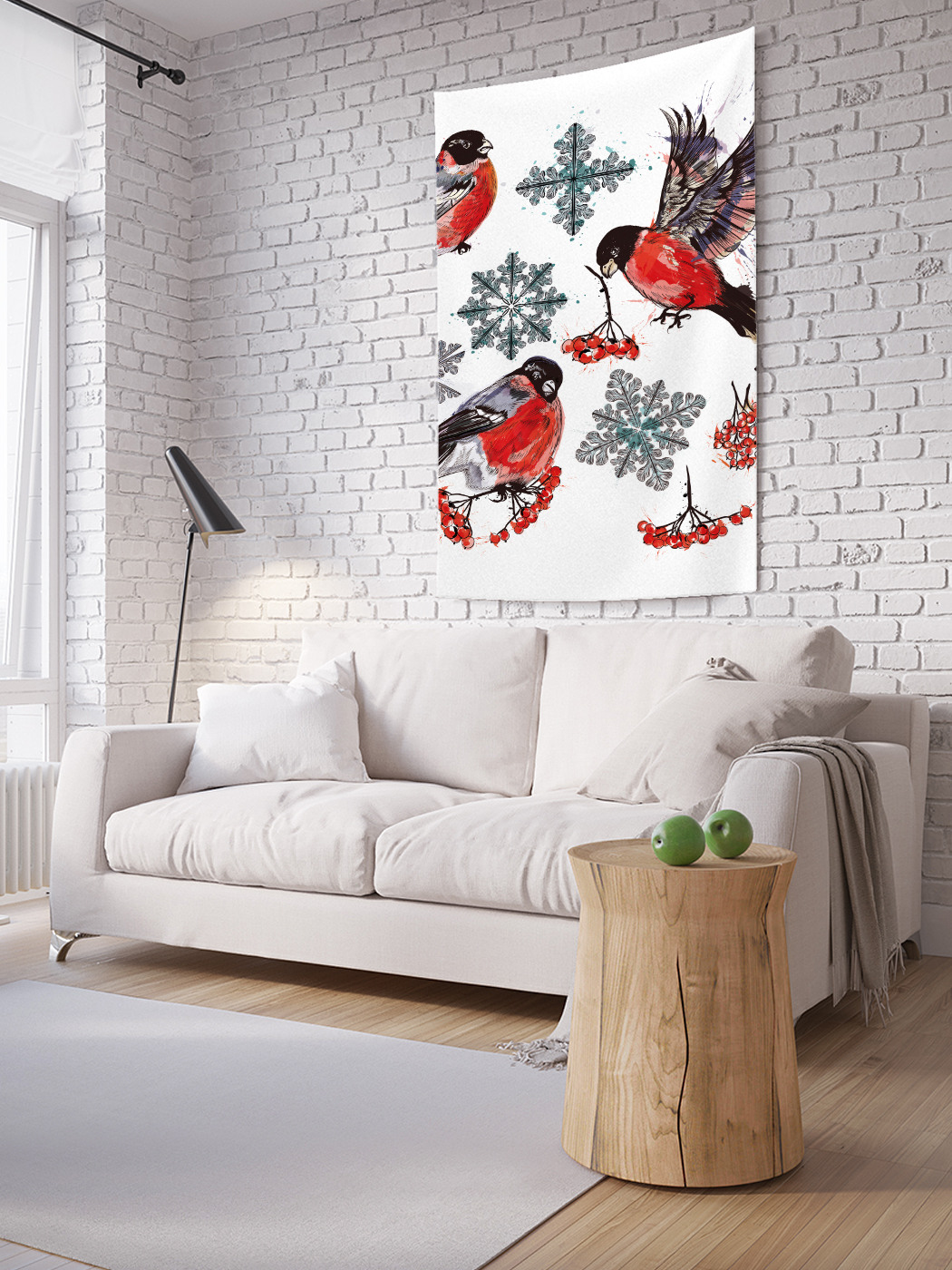 

Вертикальное фотопанно на стену JoyArty Снегири зимой 150x200 см, Снегири зимой