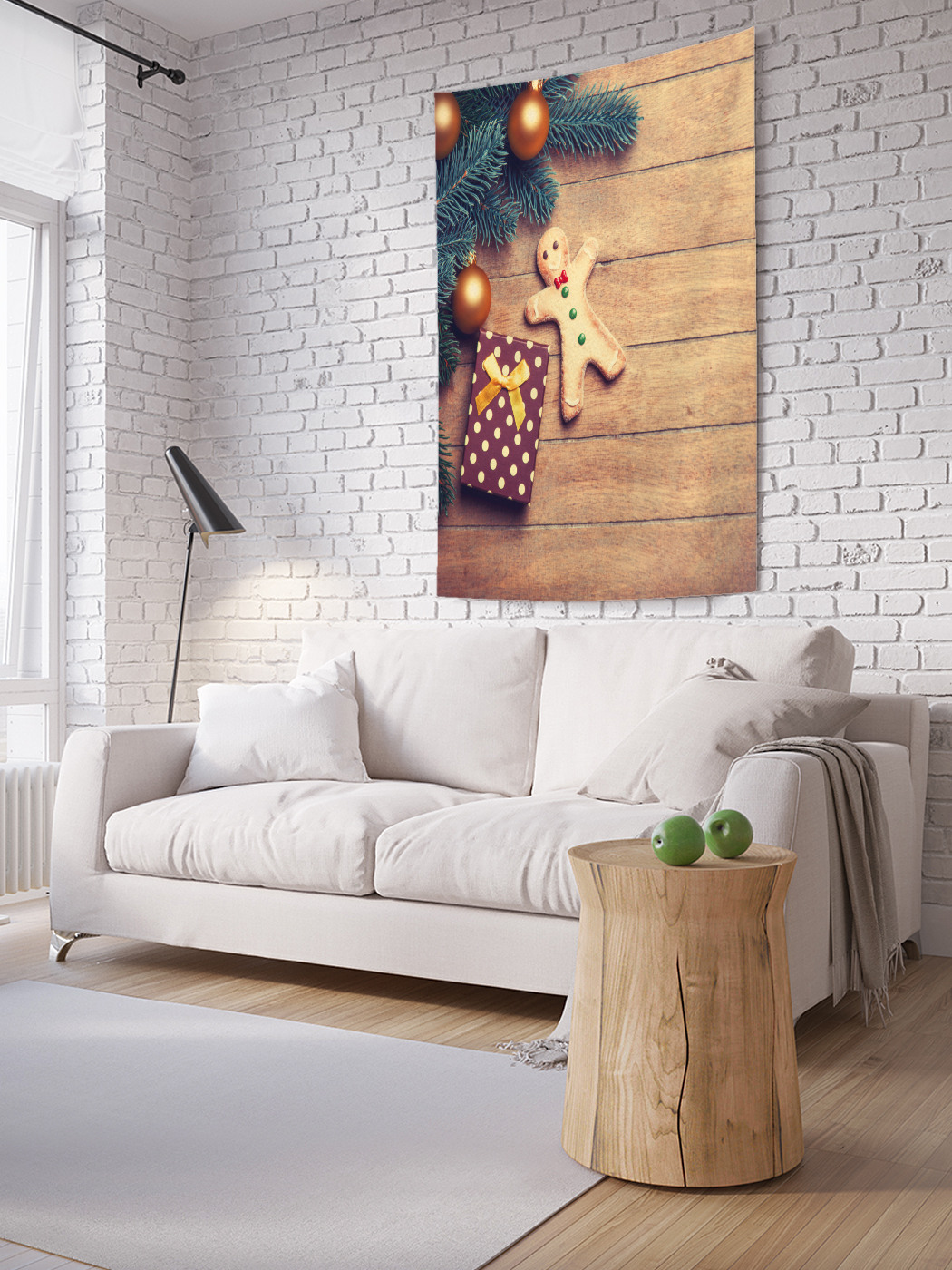 

Вертикальное фотопанно на стену JoyArty Пряничный человечек на досках 150x200 см, Пряничный человечек на досках