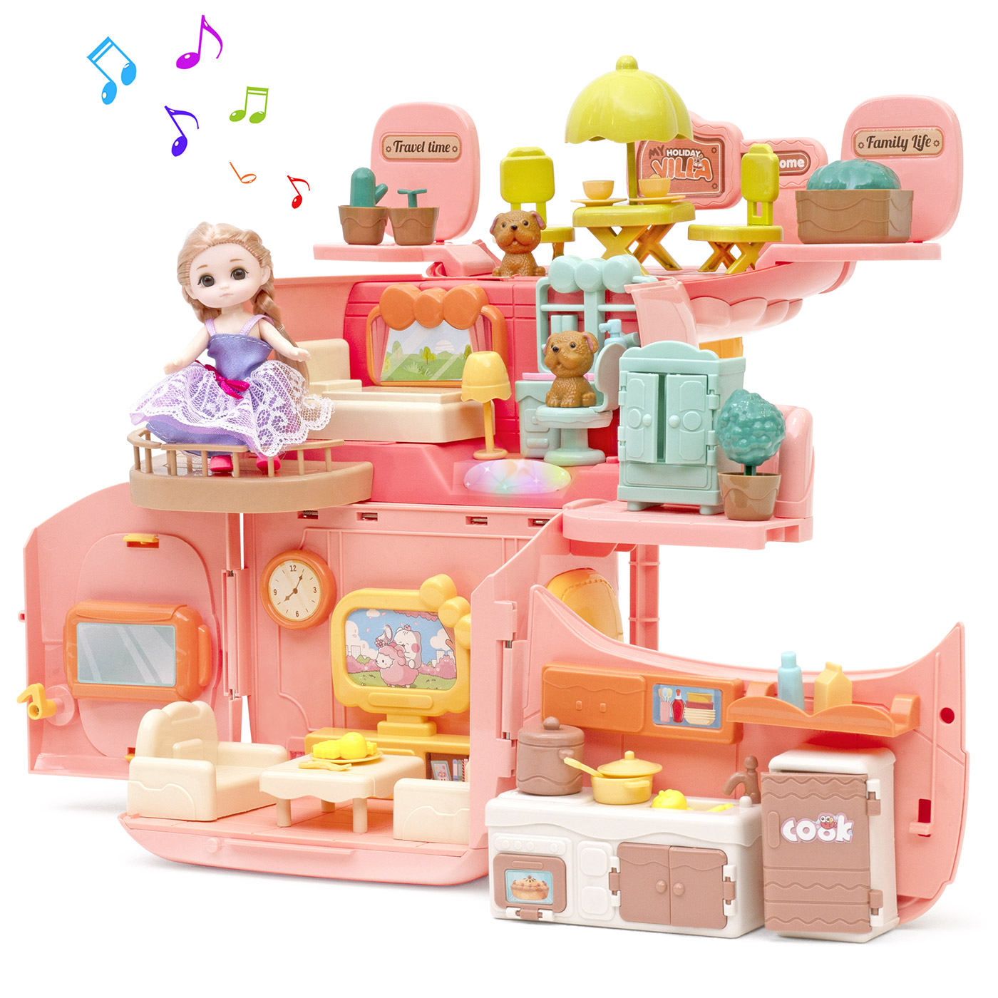 фото Игровой набор с куклами funkids домик мечты кукольный домик с мебелью арт. cc6673
