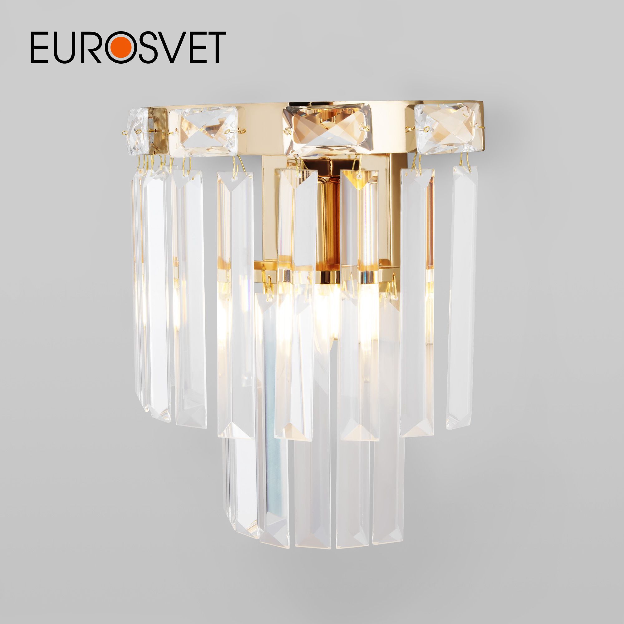 

Настенный светильник Eurosvet Elegante 10130/1 золотой с прозрачным хрусталем E14