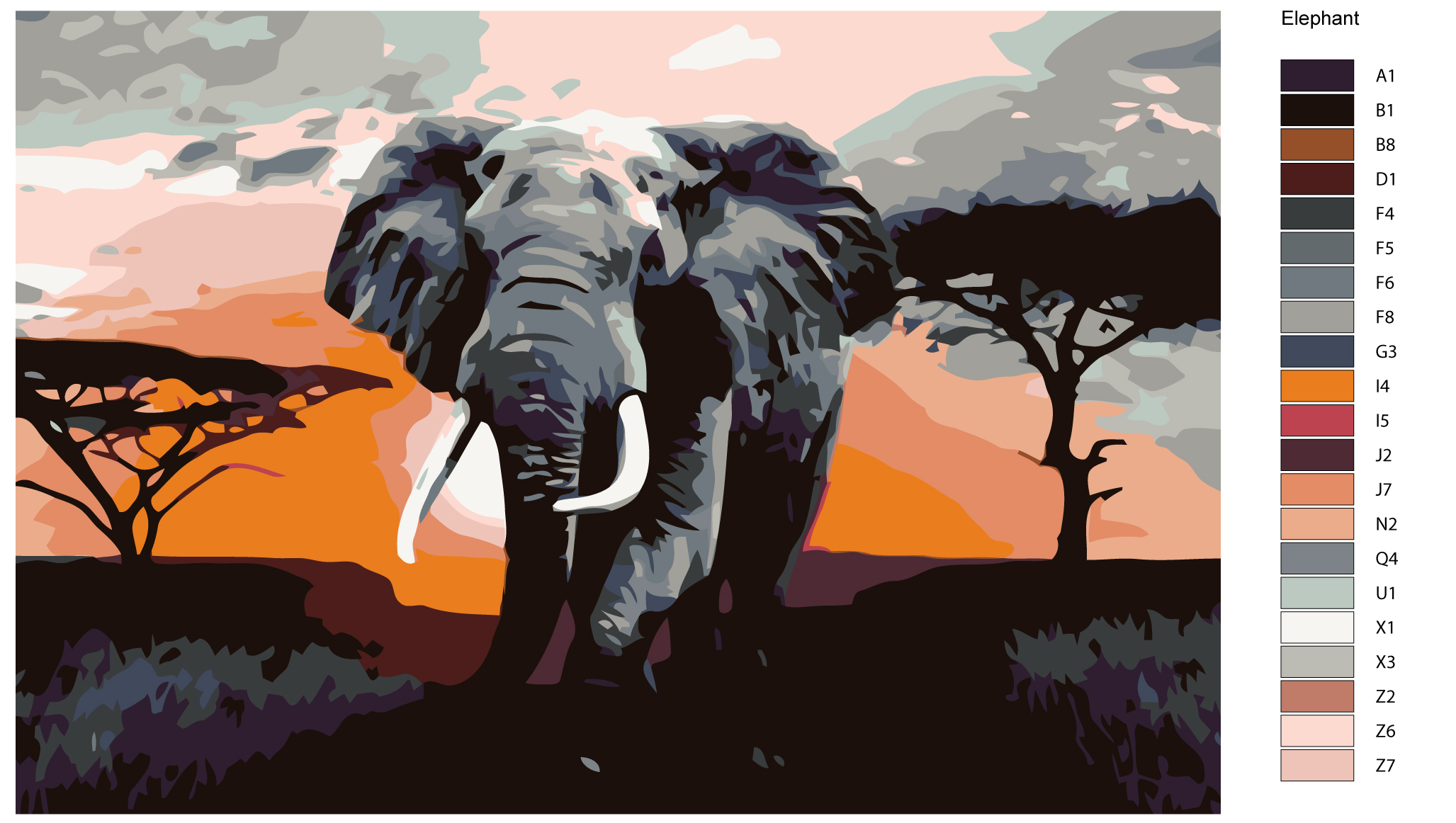 

Картина по номерам, Живопись по номерам, 60 x 90, KTMK-Elephant, KTMK-Elephant