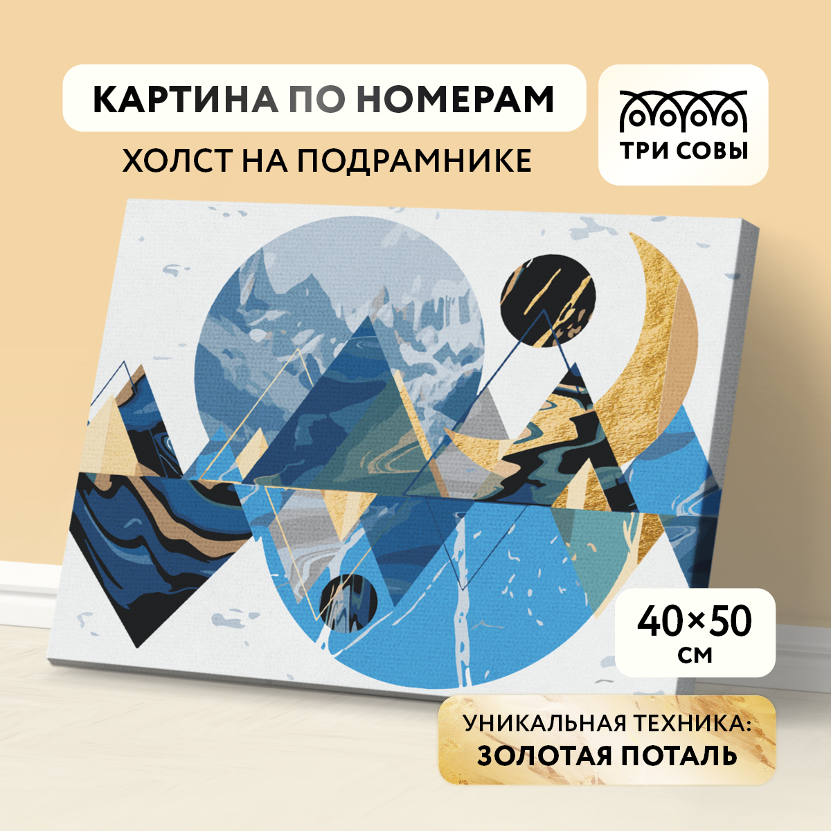 

Картина по номерам на холсте ТРИ СОВЫ "Абстракция", 40*50, с поталью, акриловыми красками