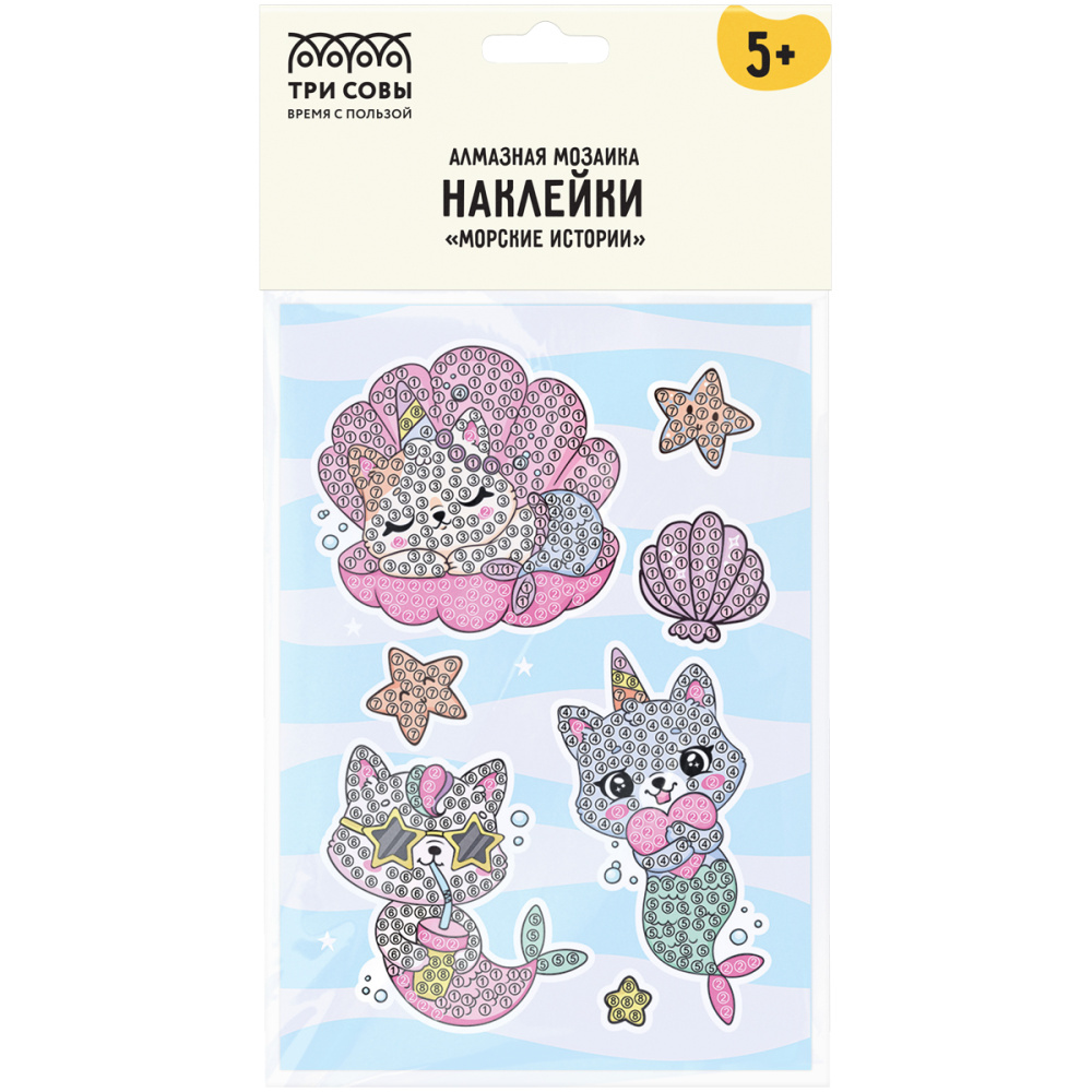 

Алмазная мозаика, наклейки ТРИ СОВЫ "Морские истории", пакет с европодвесом