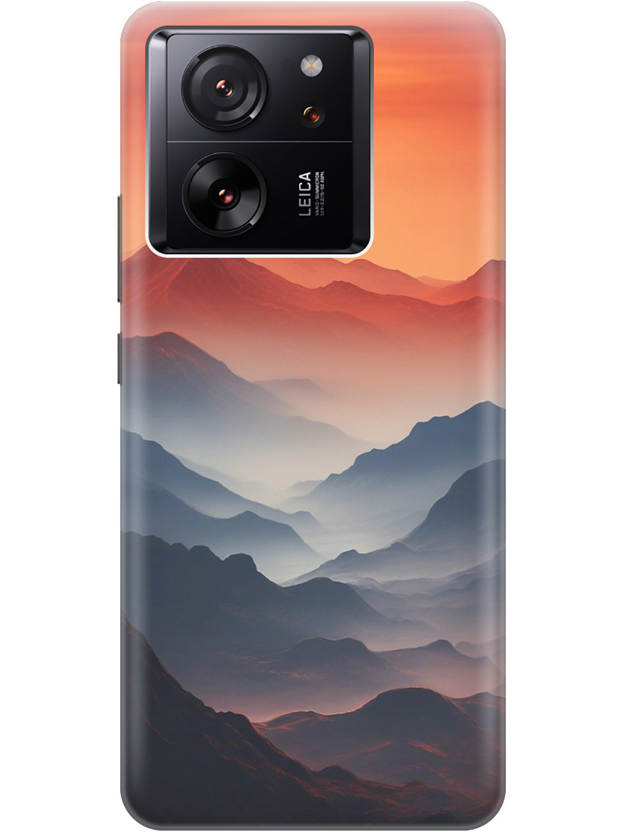 

Силиконовый чехол на Xiaomi 13T/13T Pro с принтом "Луна над горами", Прозрачный;оранжевый;черный, 776584810