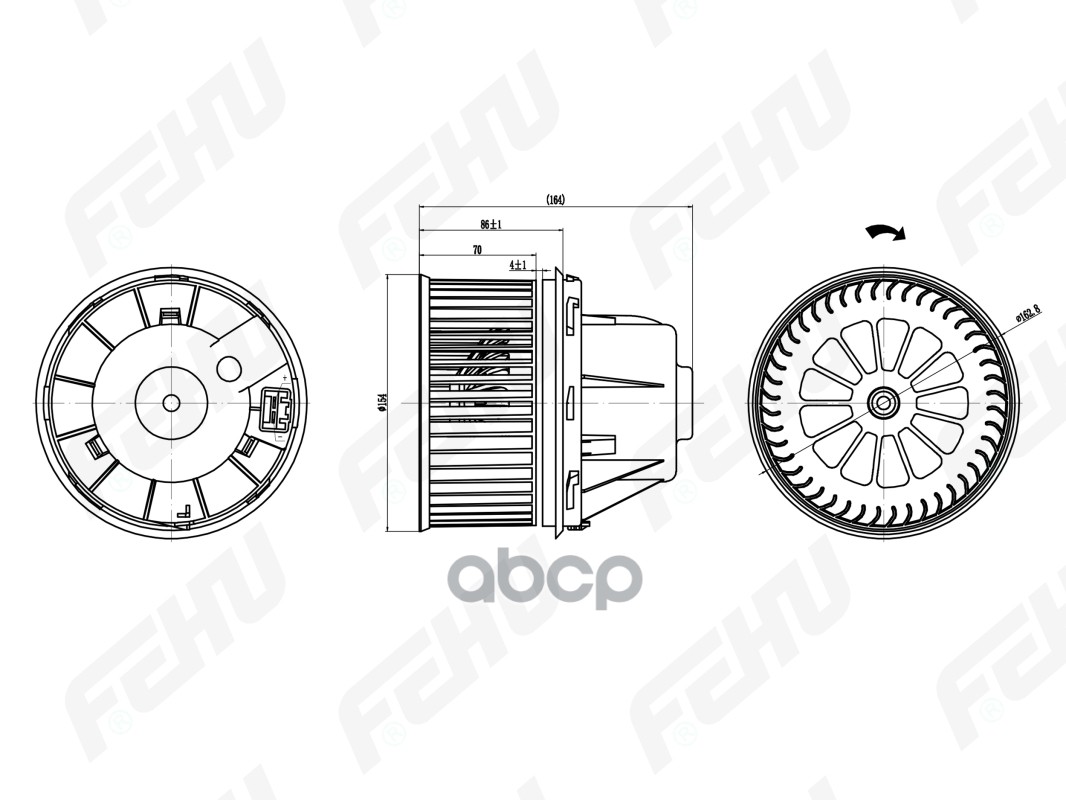 FEHU Электровентилятор отопителя Ford Focus II (03-)/Mondeo IV (07-)/Volvo S40 (04-)