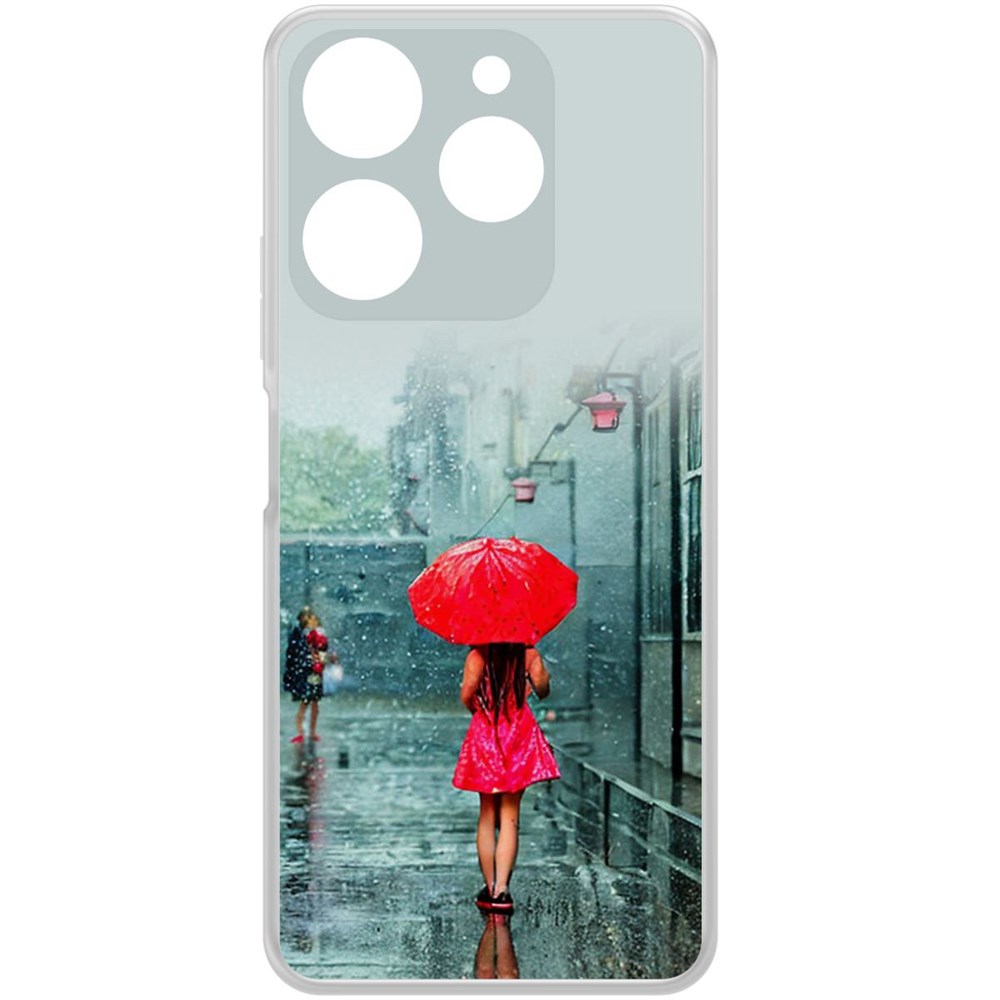 

Чехол-накладка Case Красный зонтик для TECNO Spark 10 Pro, Прозрачный