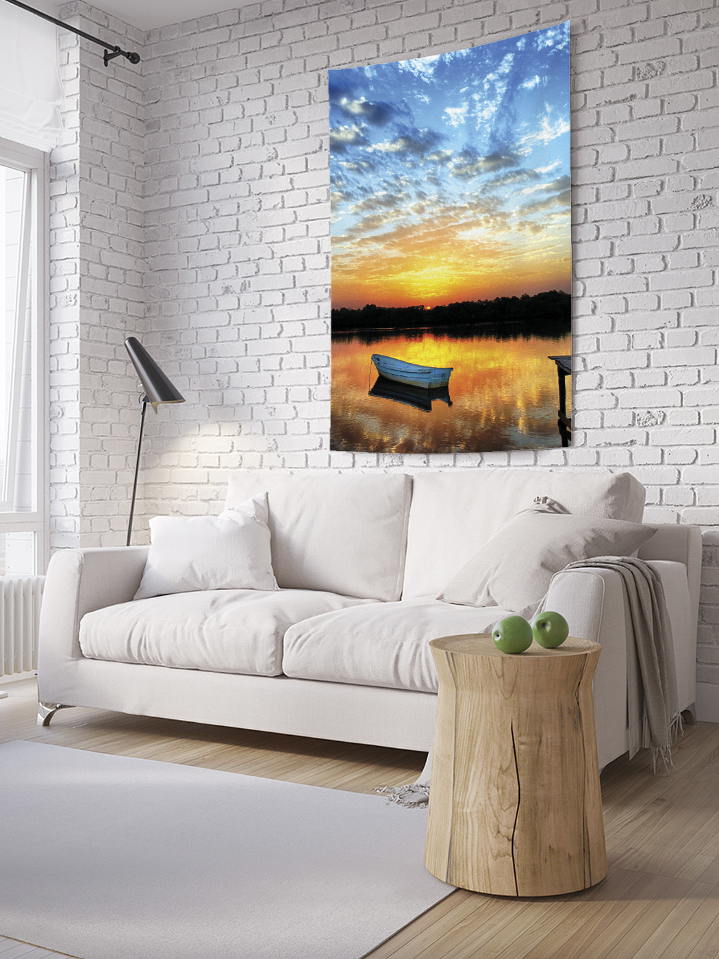 фото Вертикальное фотопанно на стену joyarty "одинокая лодка", 100x150 см