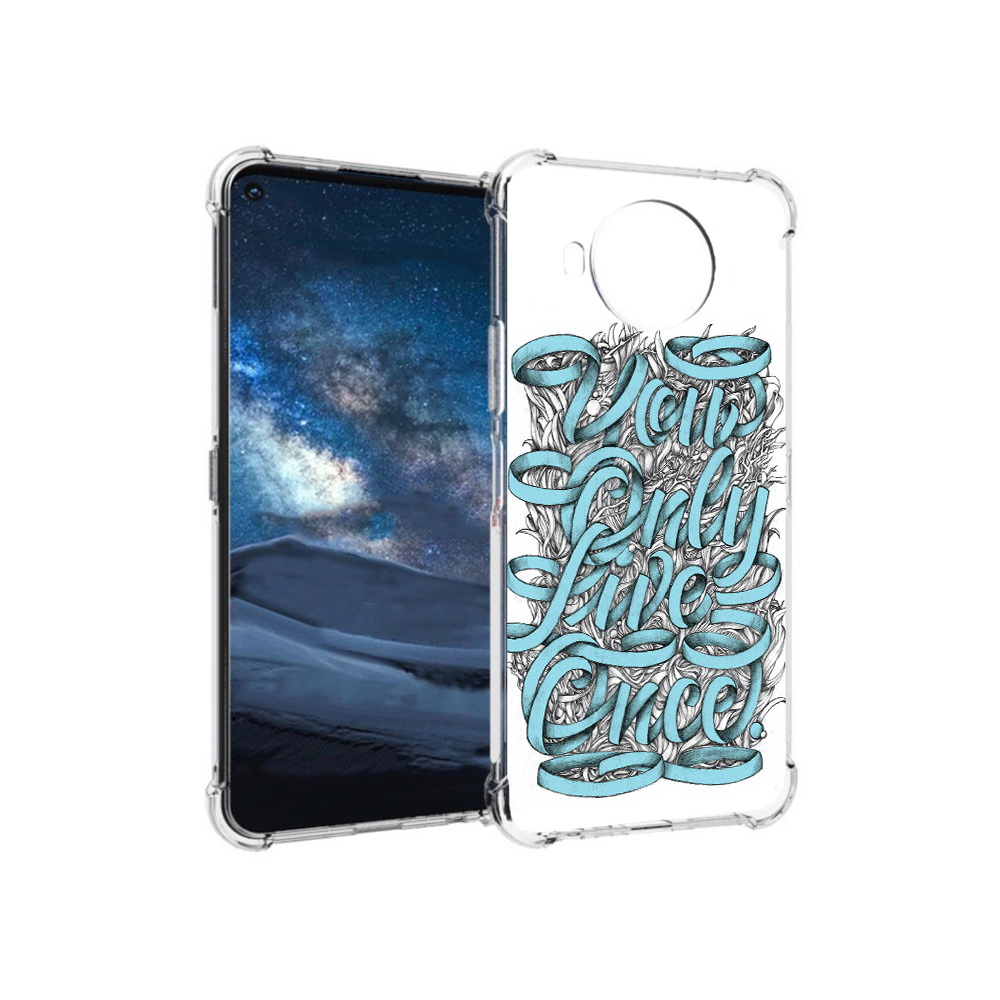 

Чехол MyPads Tocco для Nokia 8.3 слова из ленты абстракция (PT227053.110.607), Прозрачный, Tocco