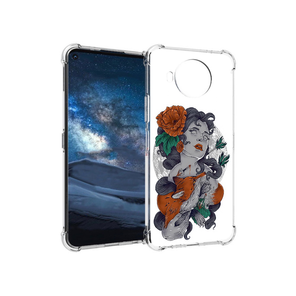 

Чехол MyPads Tocco для Nokia 8.3 темная девушка с лисой (PT227053.110.639), Прозрачный, Tocco