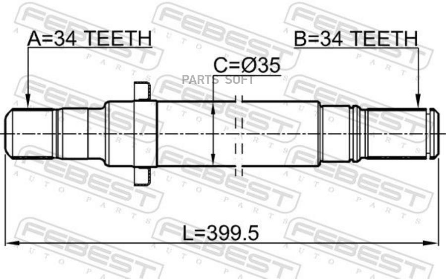 

FEBEST Полуось правая 34x400x34 1812-ZAFCRH 1шт