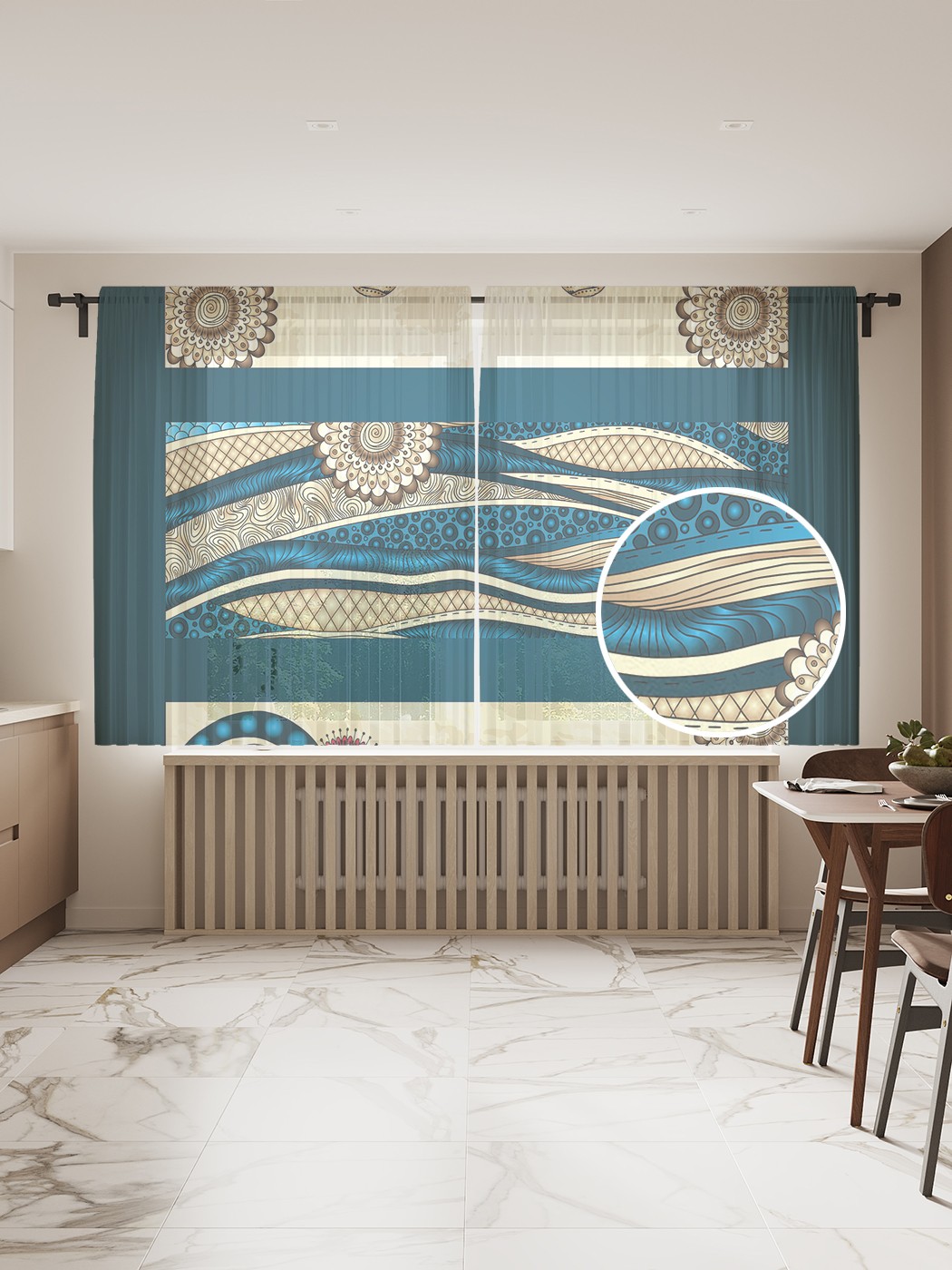 

Фототюль JoyArty "Орнаментальный триптих" 145x180см, 2 полотна, лента, 50 крючков, Орнаментальный триптих