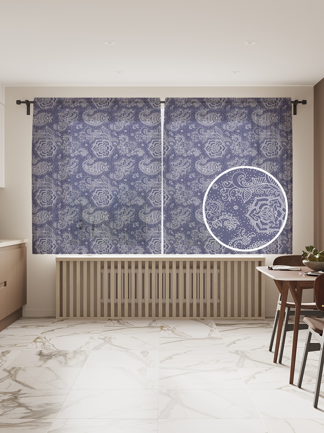 

Фототюль JoyArty "Восточное цветение" 145x180см (2 полотна со шторной лентой + 50 крючков), Восточное цветение