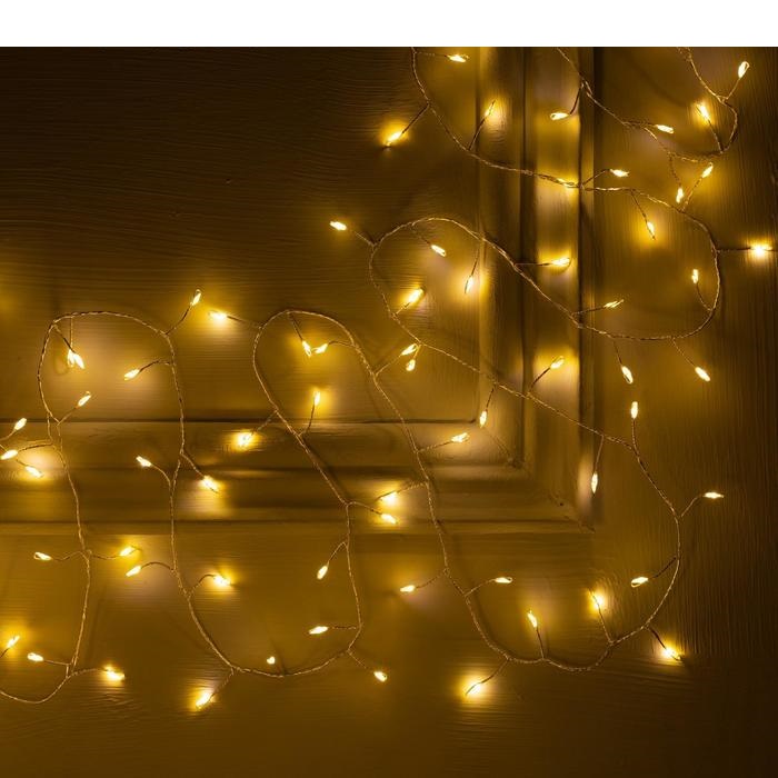 фото Гирлянда «мишура» 5 м роса, ip20, серебристая нить, 200 led, свечение тёплое белое, 12 в luazon lighting