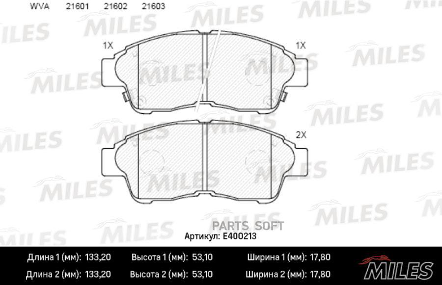 

Колодки Тормозные Corolla 92>01/Carina E 92>96/Rav 4 94>95 Передние Miles арт. E400213