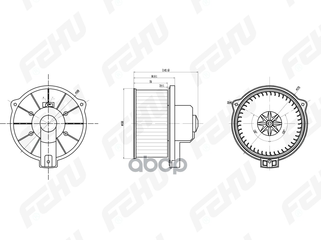 FEHU 'FFH1155 Электровентилятор отопителя Toyota Corolla (01-)  1шт