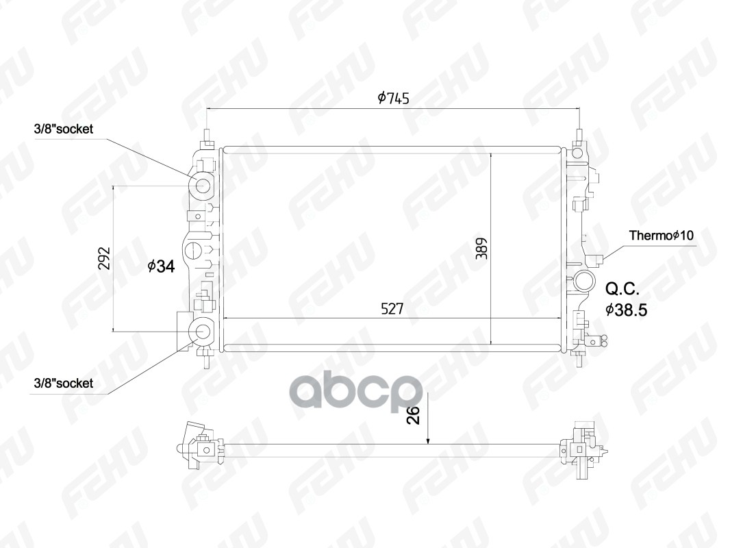 

FEHU Радиатор охлаждения Opel Astra J (10-) 1.4i/1.6i AT