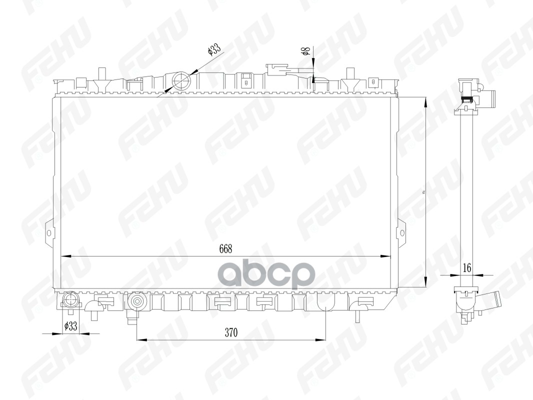 FEHU Радиатор охлаждения Hyundai Elantra (XD) (00-) 1.6i/1.8i MT