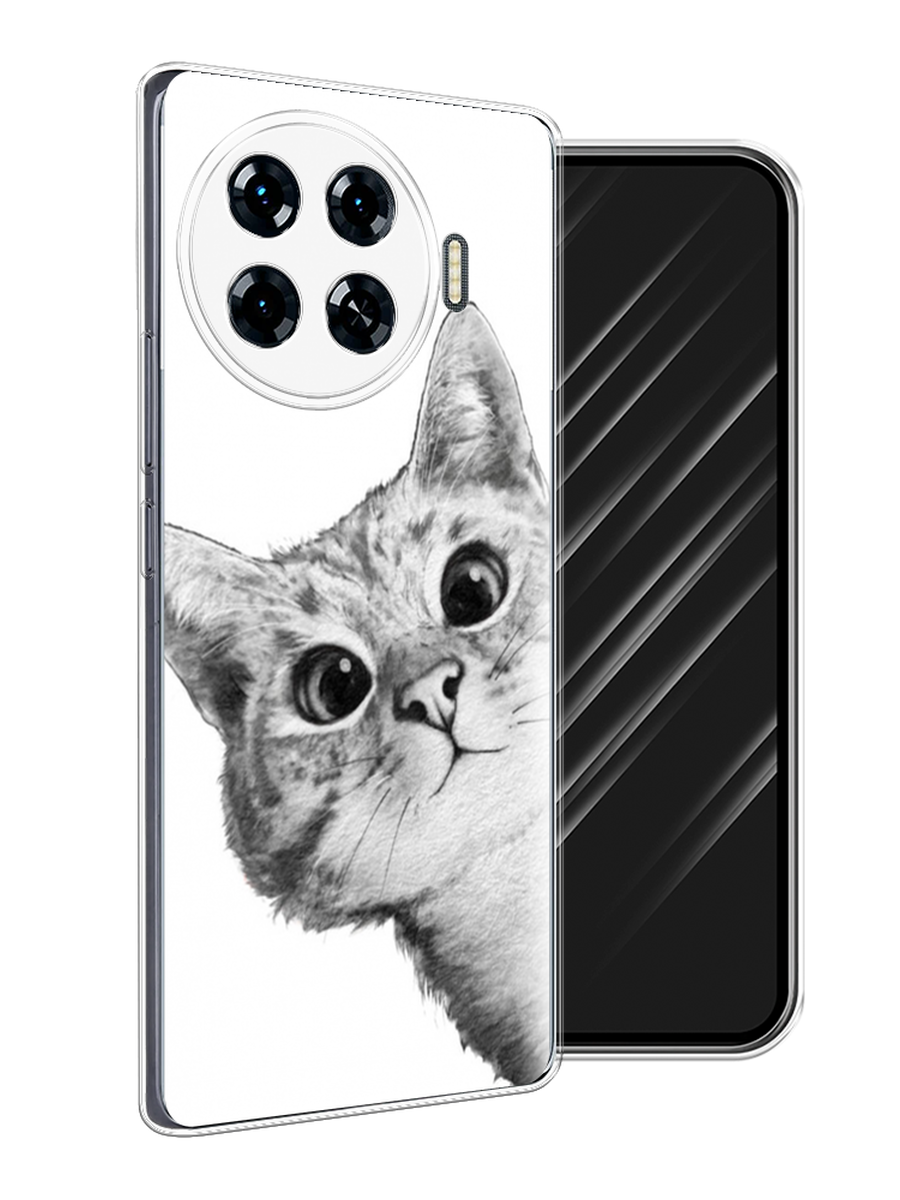 

Чехол Awog на Tecno Spark 20 Pro Plus "Кот рисунок черно-белый", Черный, 305050-1