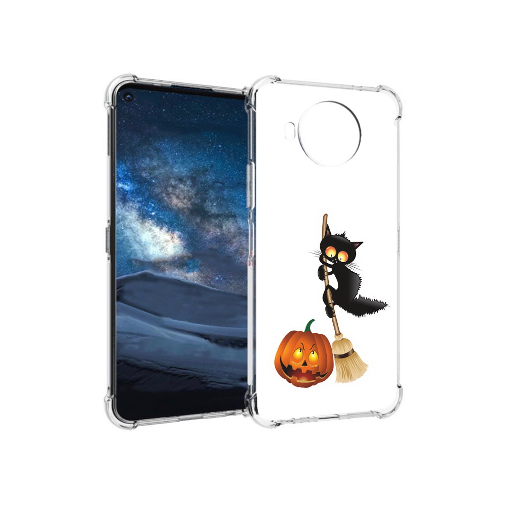 

Чехол MyPads Tocco для Nokia 8.3 хэлуинский котик (PT227053.110.667), Прозрачный, Tocco