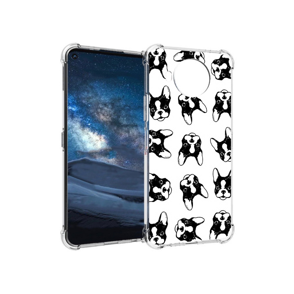 

Чехол MyPads Tocco для Nokia 8.3 черно белые собачки (PT227053.110.683), Прозрачный, Tocco