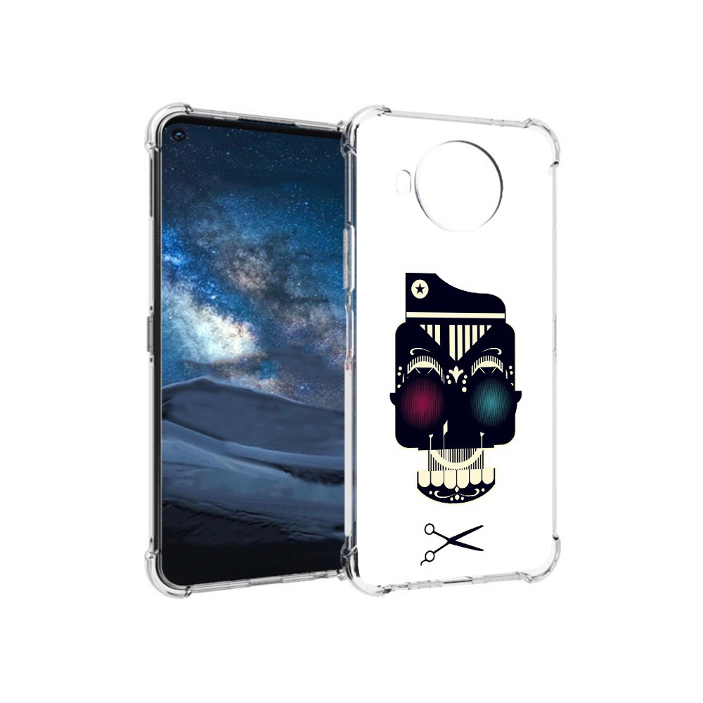 

Чехол MyPads Tocco для Nokia 8.3 черно белый скелет с яркими глазами (PT227053.110.687), Прозрачный, Tocco