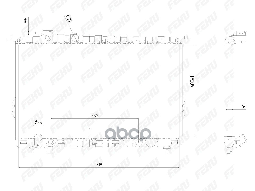 FEHU Радиатор охлаждения Hyundai Sonata (98-) 2.0/2.4/2.5/2.7 AT
