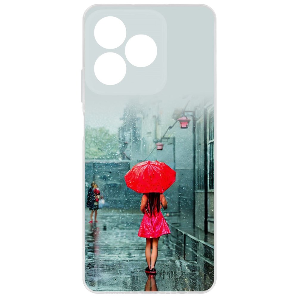 

Чехол-накладка Case Красный зонтик для Realme C51, Прозрачный