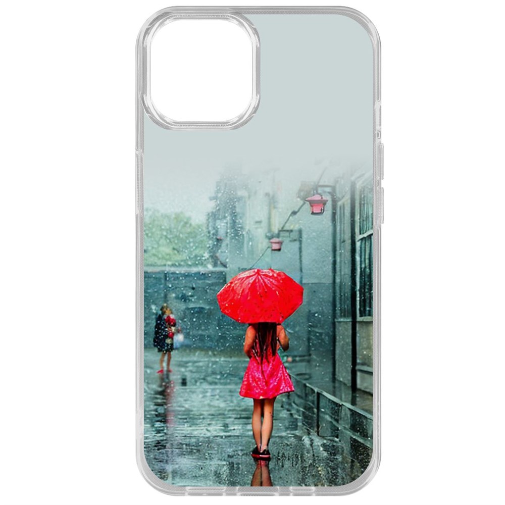 

Чехол-накладка Case Красный зонтик для iPhone 15, Прозрачный