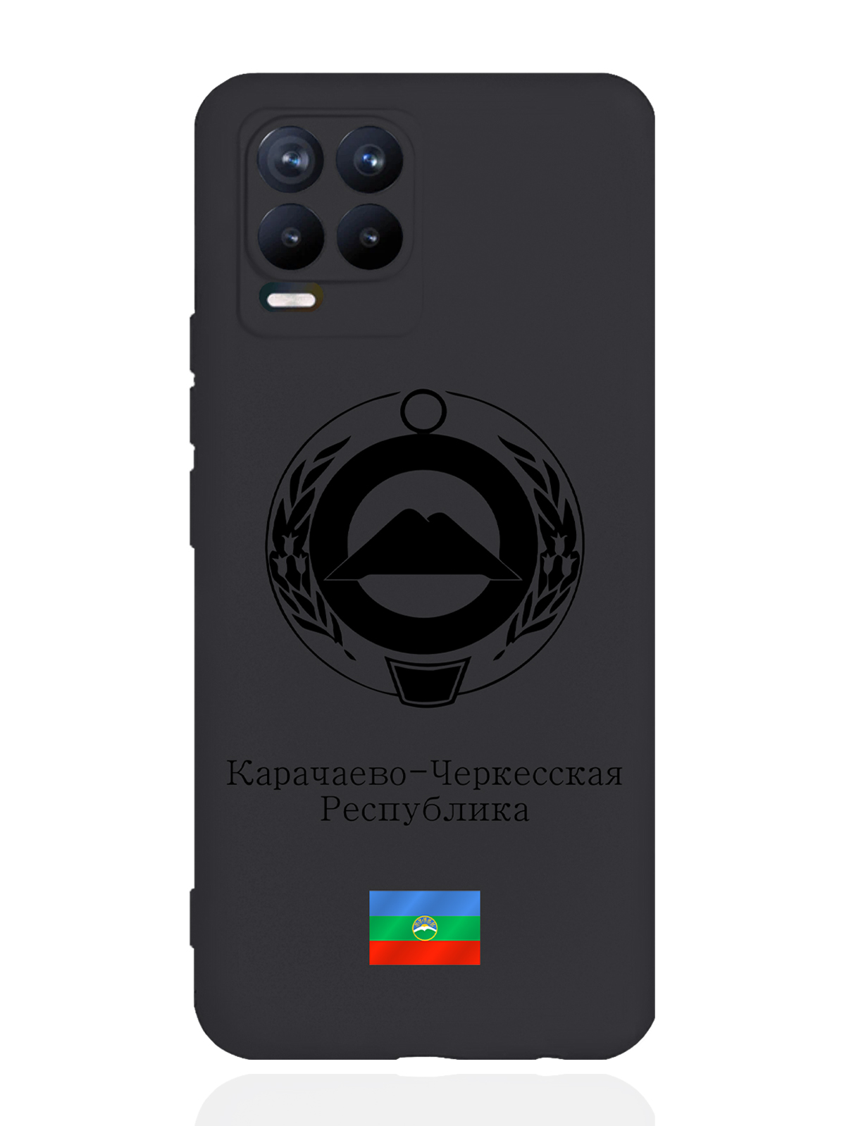 

Чехол SignumCase для realme 8 Черный лаковый Герб Карачаево-Черкесской Республики черный