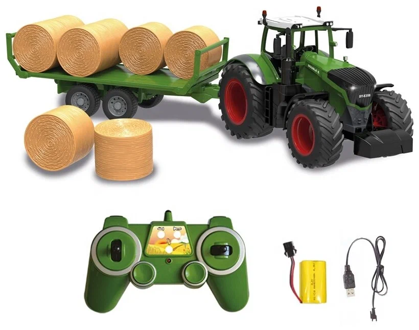 Радиоуправляемый трактор Double Eagle с прицепом с рулонами сена, 2.4G RTR, 1:16, E358-003